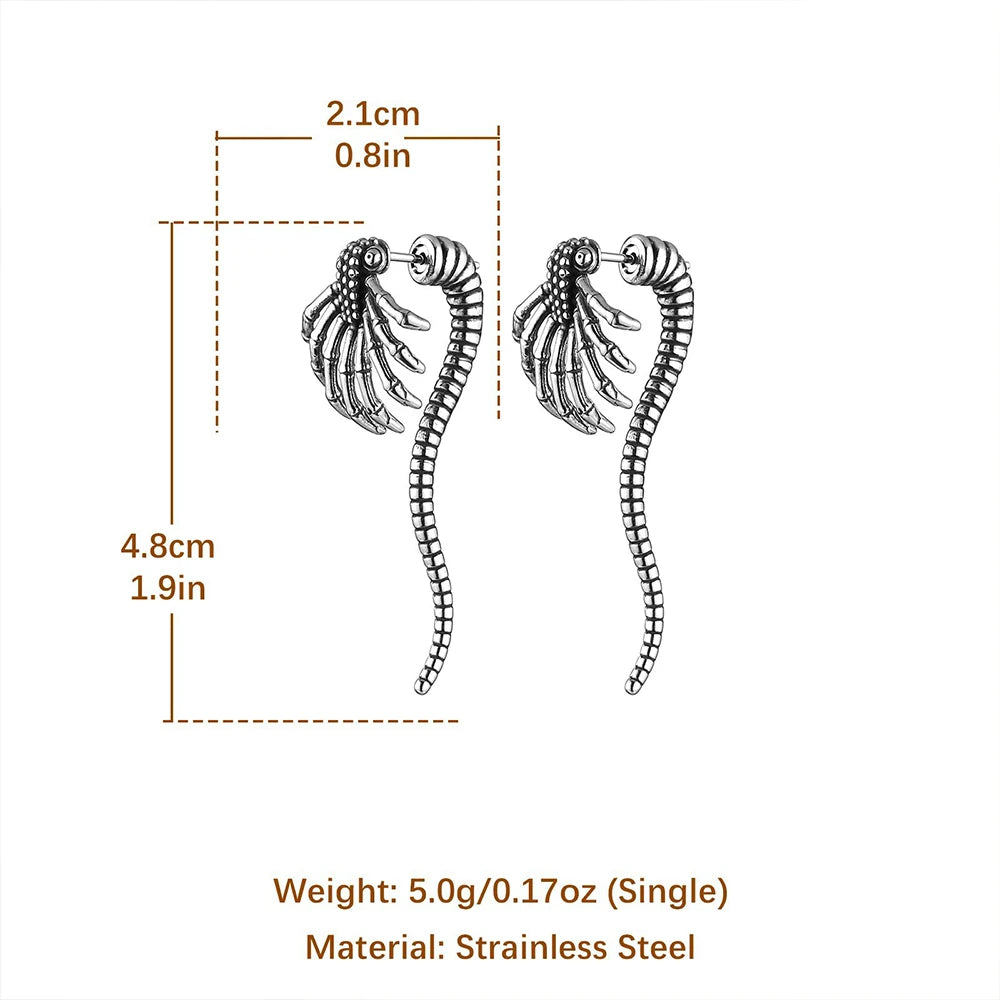 Vintage Monster Spider Earrings Punk Rock Hip Hop Gothic Style High Quality Stainless Steel Fashion Earrings for Men and Women