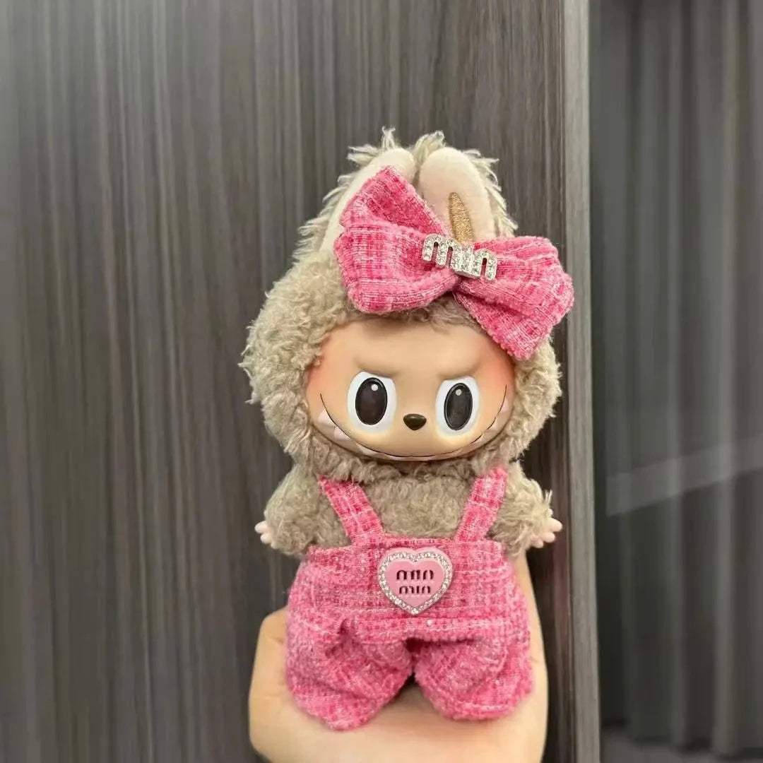 Cute Doll Clothes for LABUBU Mini Plush Doll Clothing Set The Monsters Outfit 17cm Cotton Doll Dress Hat Accessories Kids Gift