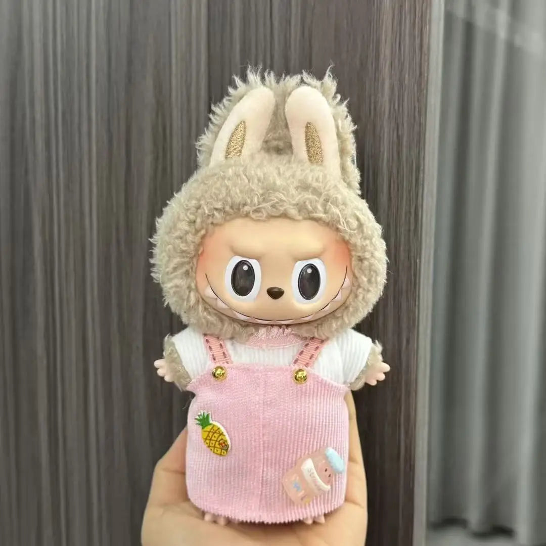 Cute Doll Clothes for LABUBU Mini Plush Doll Clothing Set The Monsters Outfit 17cm Cotton Doll Dress Hat Accessories Kids Gift
