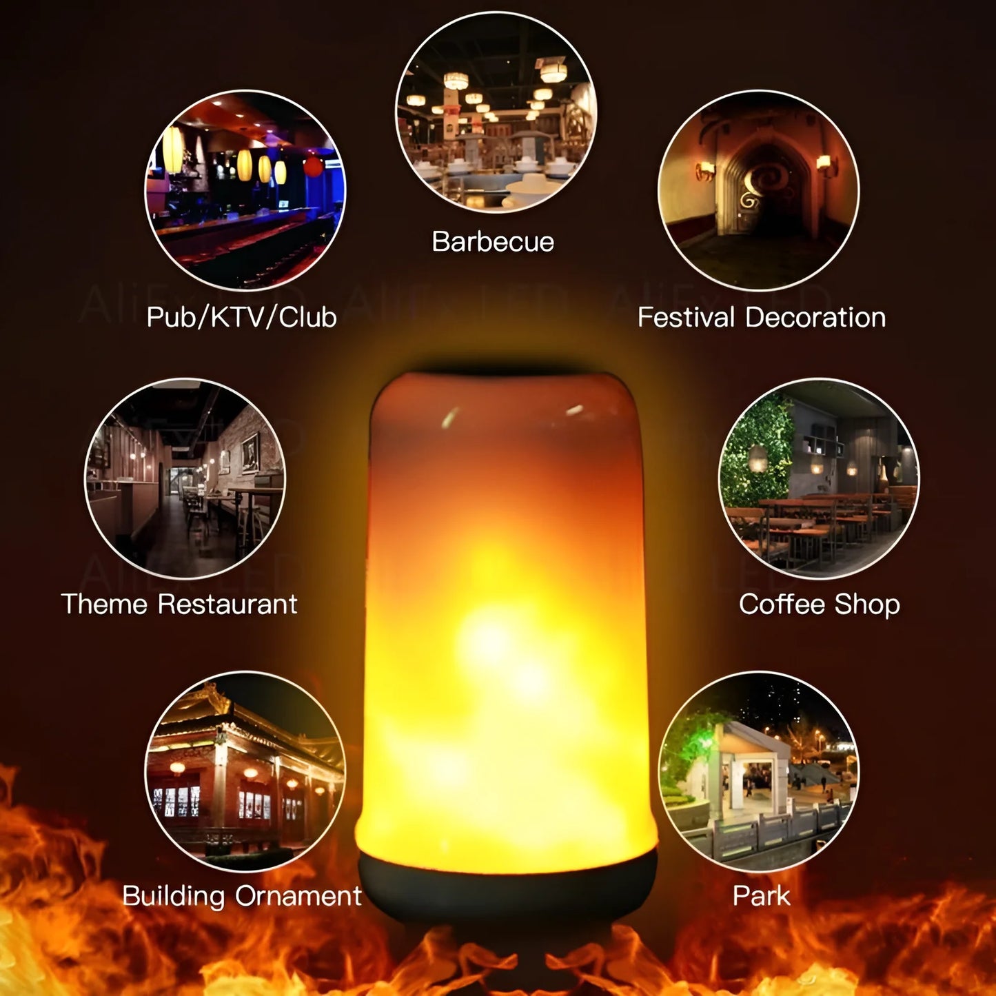 Hot 9W E14 E27 B22 LED Flame Bulb Fire lamp Corn Bulb Flickering LED Light Dynamic Flame Effect AC110V 220V for Home Lighting