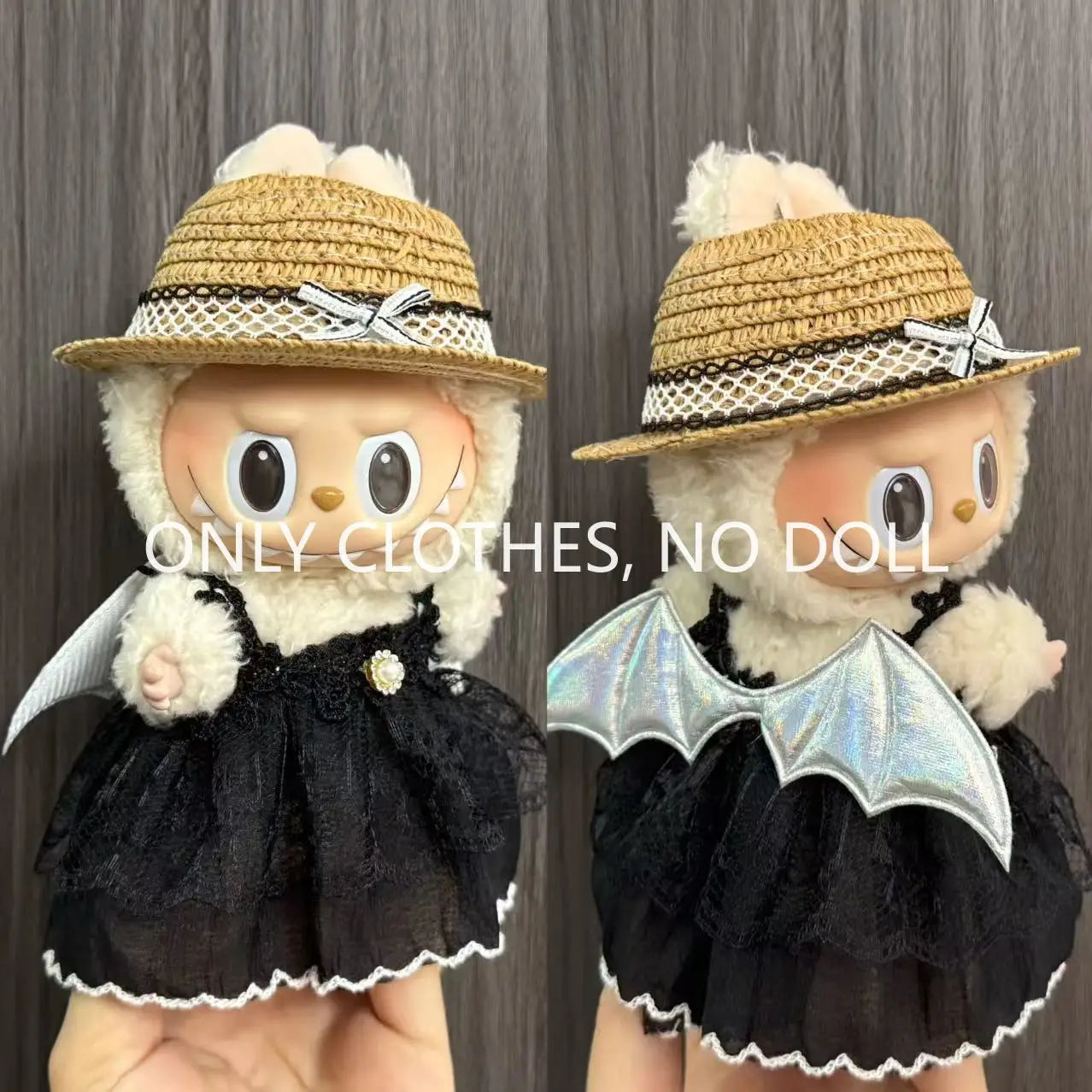 Cute Doll Clothes for LABUBU Mini Plush Doll Clothing Set The Monsters Outfit 17cm Cotton Doll Dress Hat Accessories Kids Gift