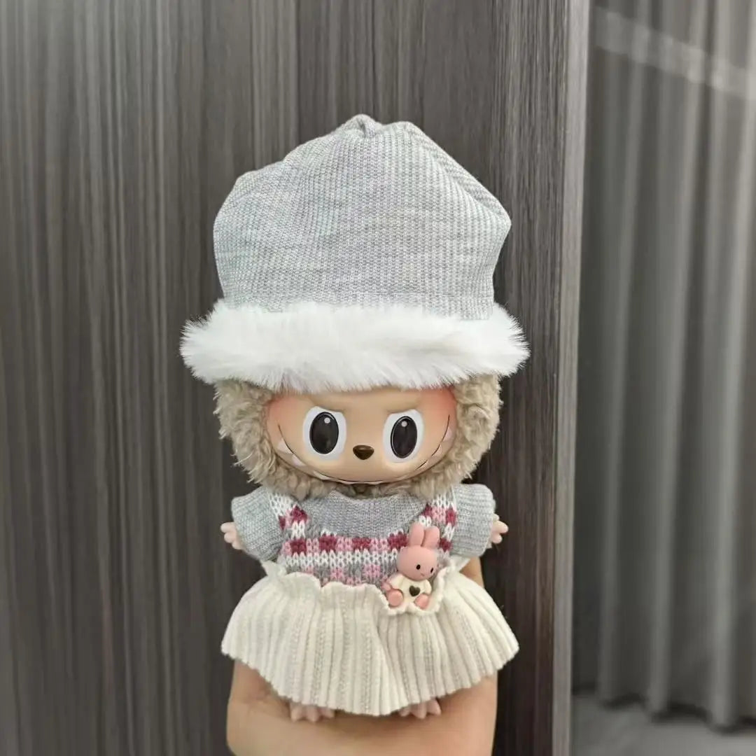Cute Doll Clothes for LABUBU Mini Plush Doll Clothing Set The Monsters Outfit 17cm Cotton Doll Dress Hat Accessories Kids Gift