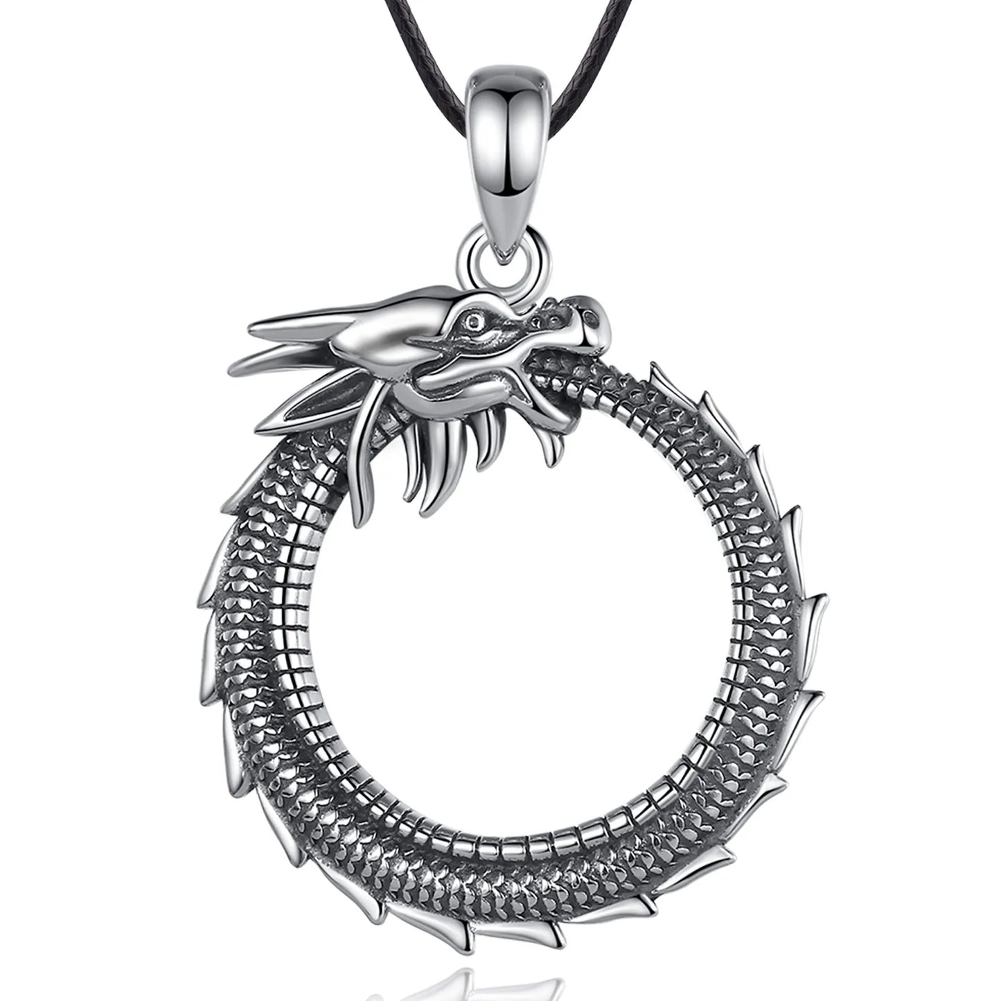 Eudora Real 925 Sterling Silver Dragon Neckalce Temperament Personality Round Cool Dragon Pendant Fine Jewelry for Man Gift