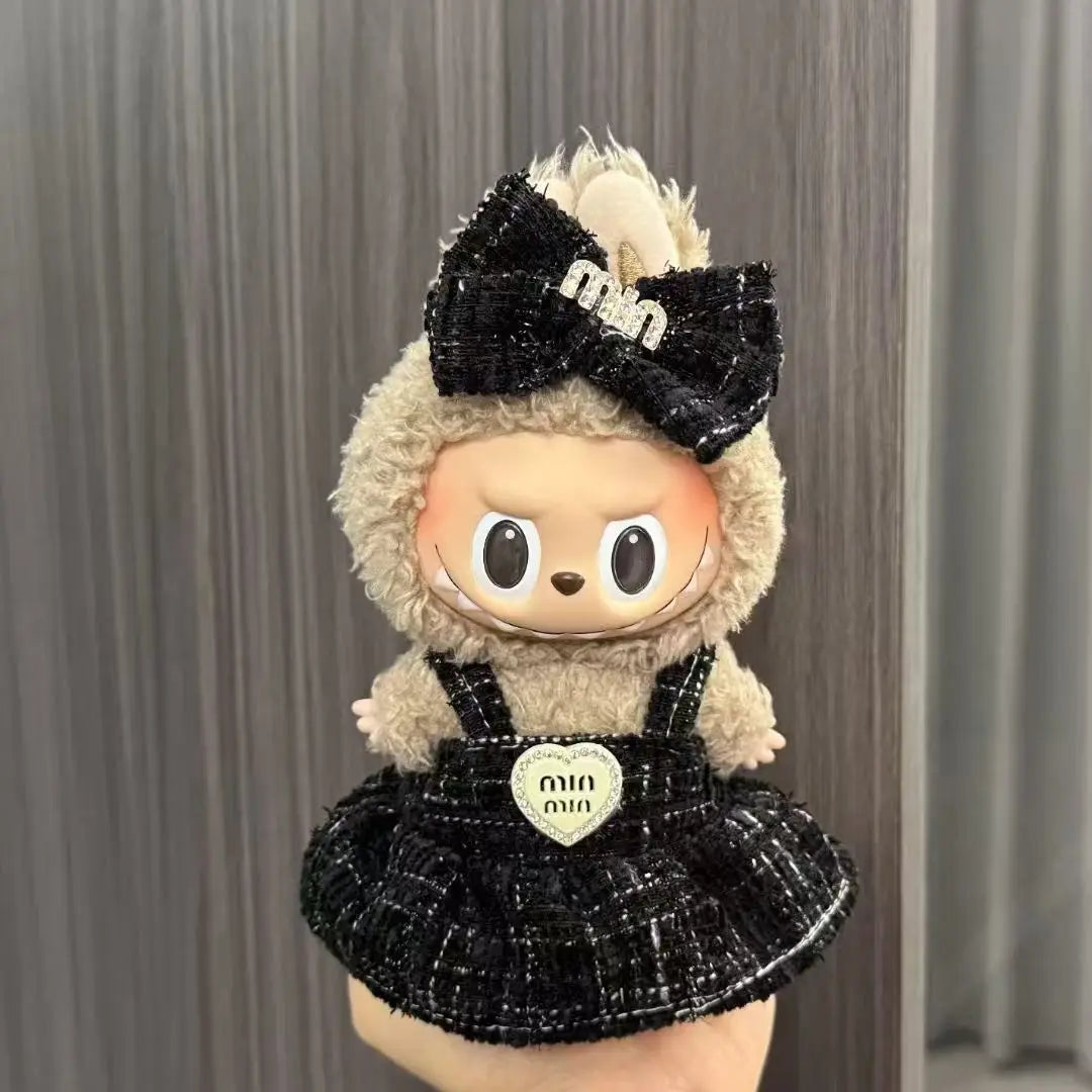 Cute Doll Clothes for LABUBU Mini Plush Doll Clothing Set The Monsters Outfit 17cm Cotton Doll Dress Hat Accessories Kids Gift