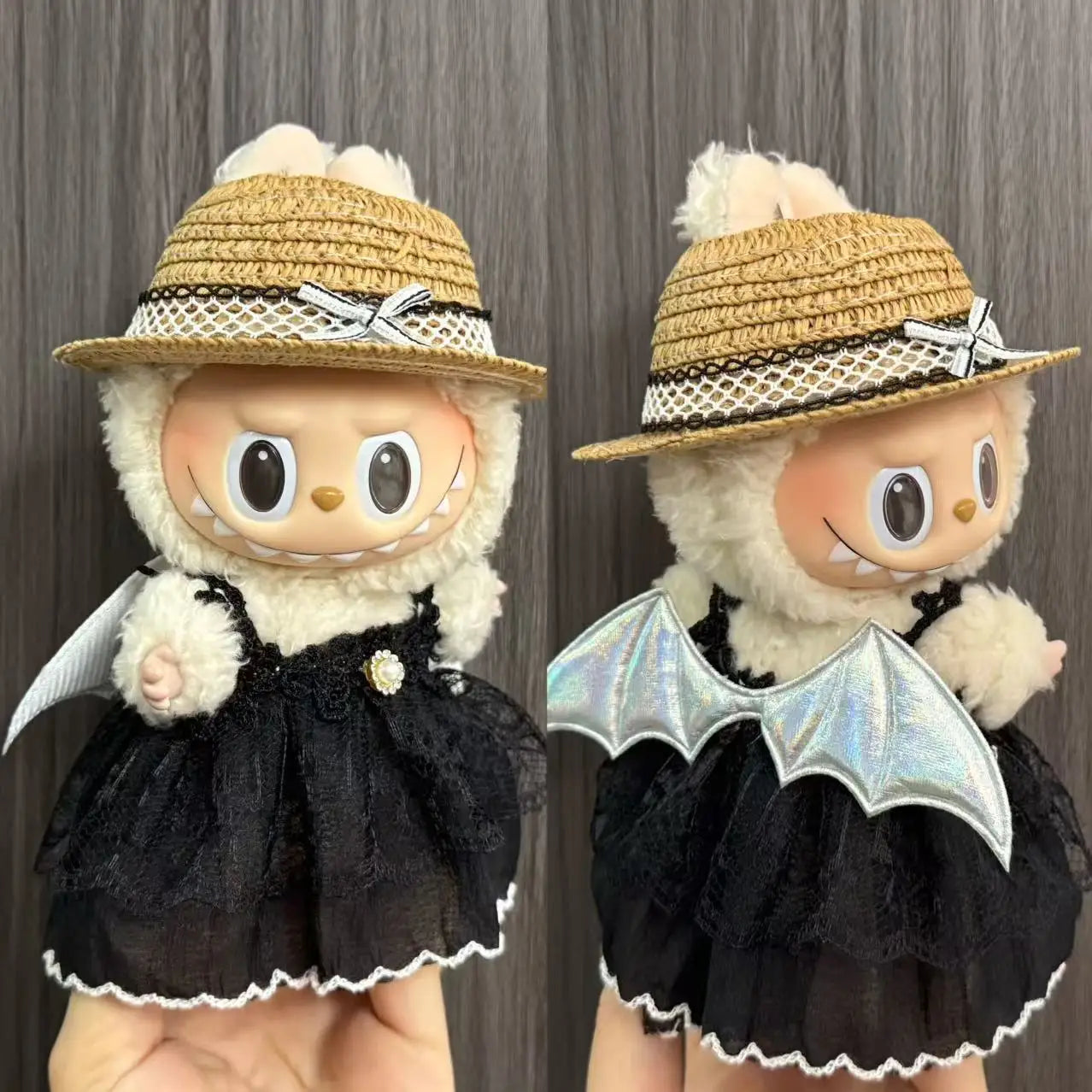 Cute Doll Clothes for LABUBU Mini Plush Doll Clothing Set The Monsters Outfit 17cm Cotton Doll Dress Hat Accessories Kids Gift