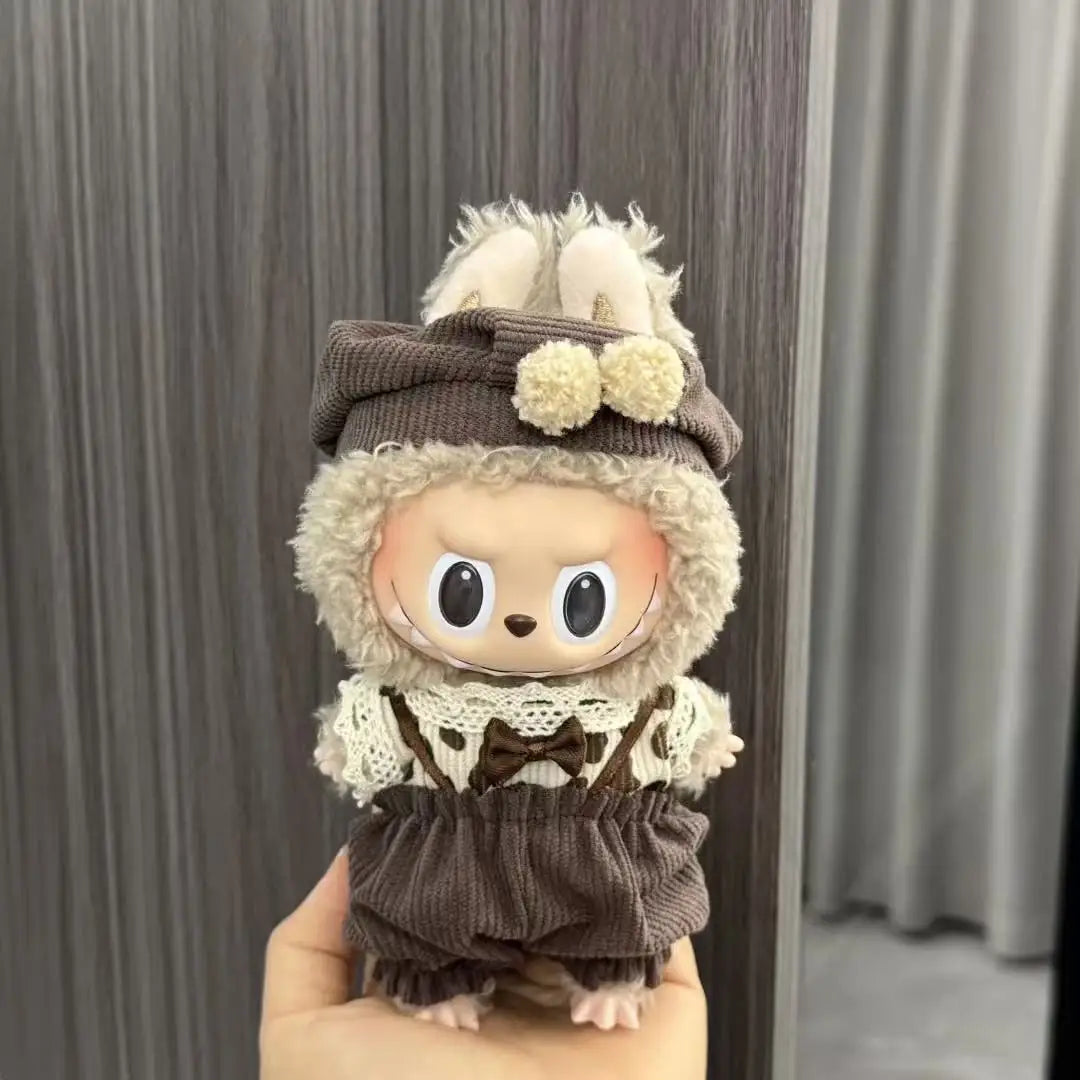 Cute Doll Clothes for LABUBU Mini Plush Doll Clothing Set The Monsters Outfit 17cm Cotton Doll Dress Hat Accessories Kids Gift