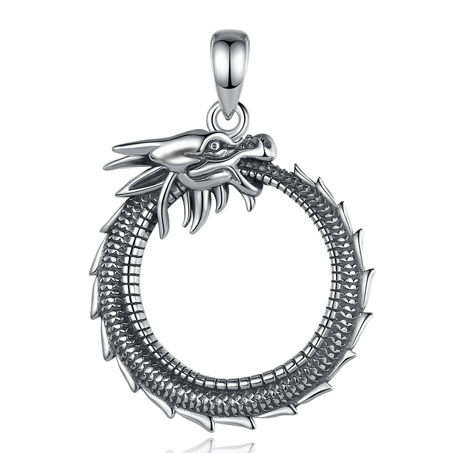 Eudora Real 925 Sterling Silver Dragon Neckalce Temperament Personality Round Cool Dragon Pendant Fine Jewelry for Man Gift