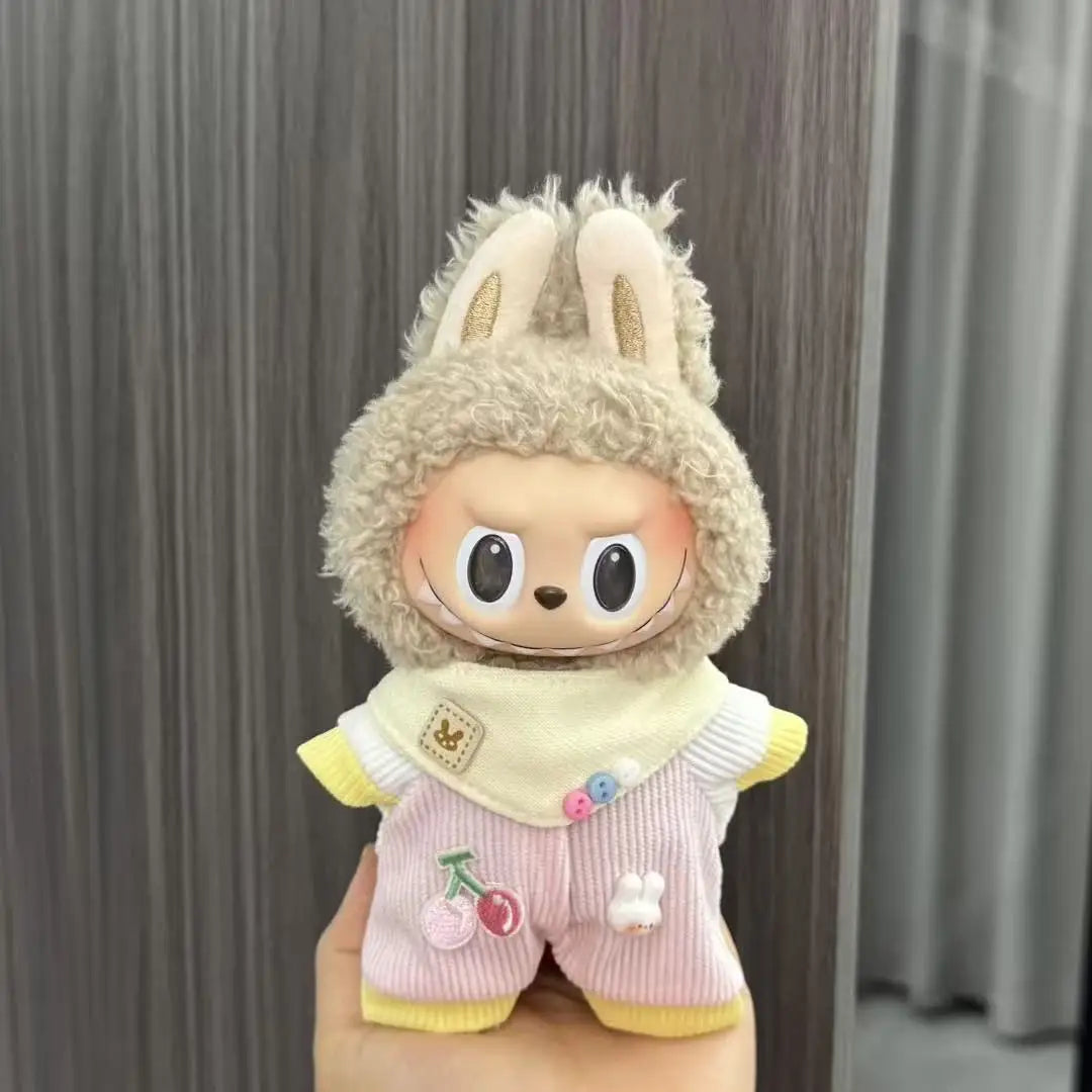 Cute Doll Clothes for LABUBU Mini Plush Doll Clothing Set The Monsters Outfit 17cm Cotton Doll Dress Hat Accessories Kids Gift