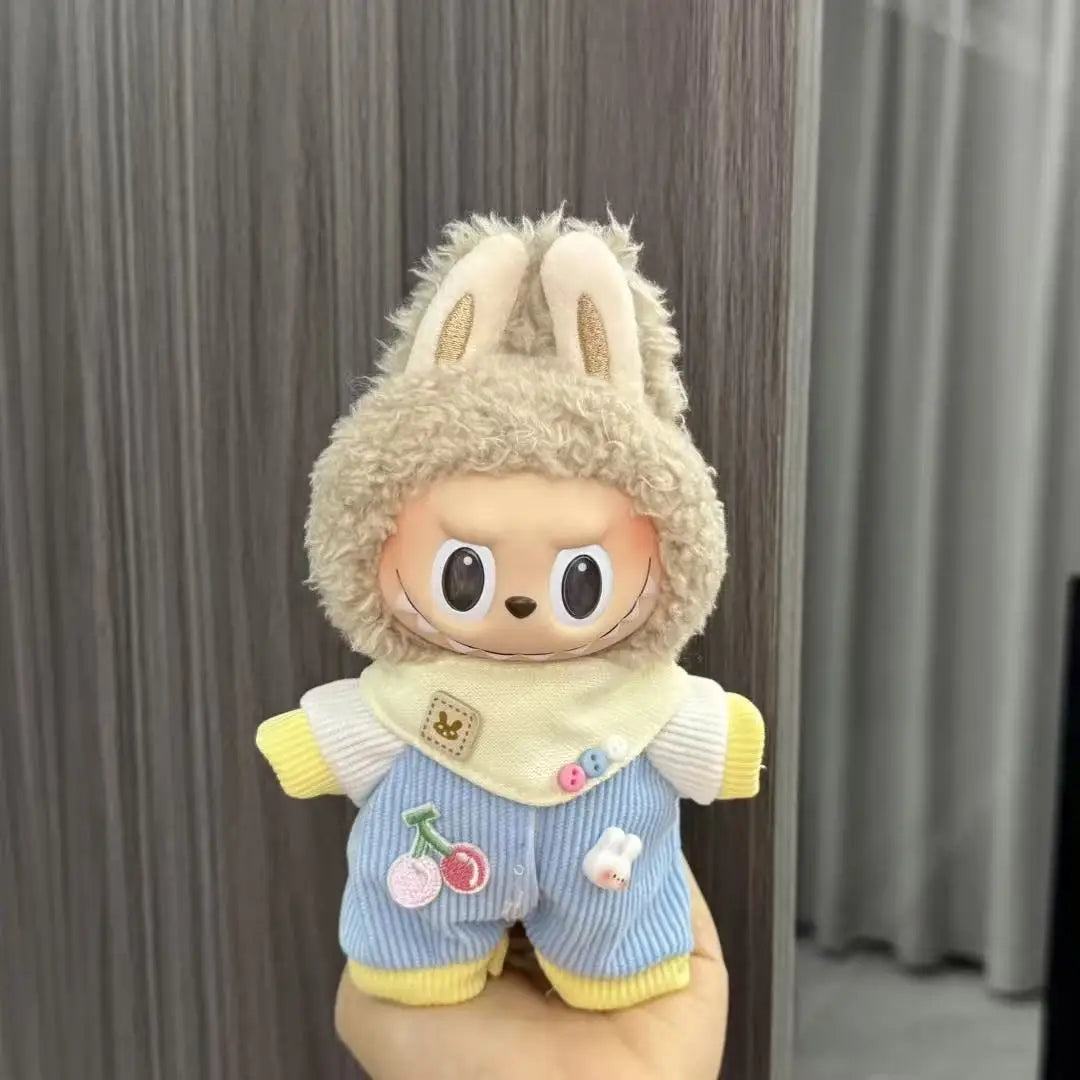 Cute Doll Clothes for LABUBU Mini Plush Doll Clothing Set The Monsters Outfit 17cm Cotton Doll Dress Hat Accessories Kids Gift