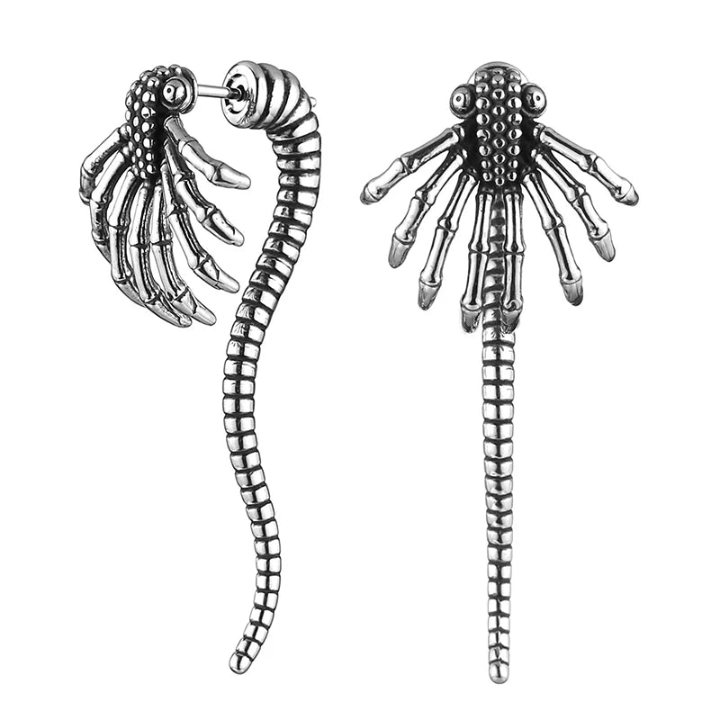 Vintage Monster Spider Earrings Punk Rock Hip Hop Gothic Style High Quality Stainless Steel Fashion Earrings for Men and Women
