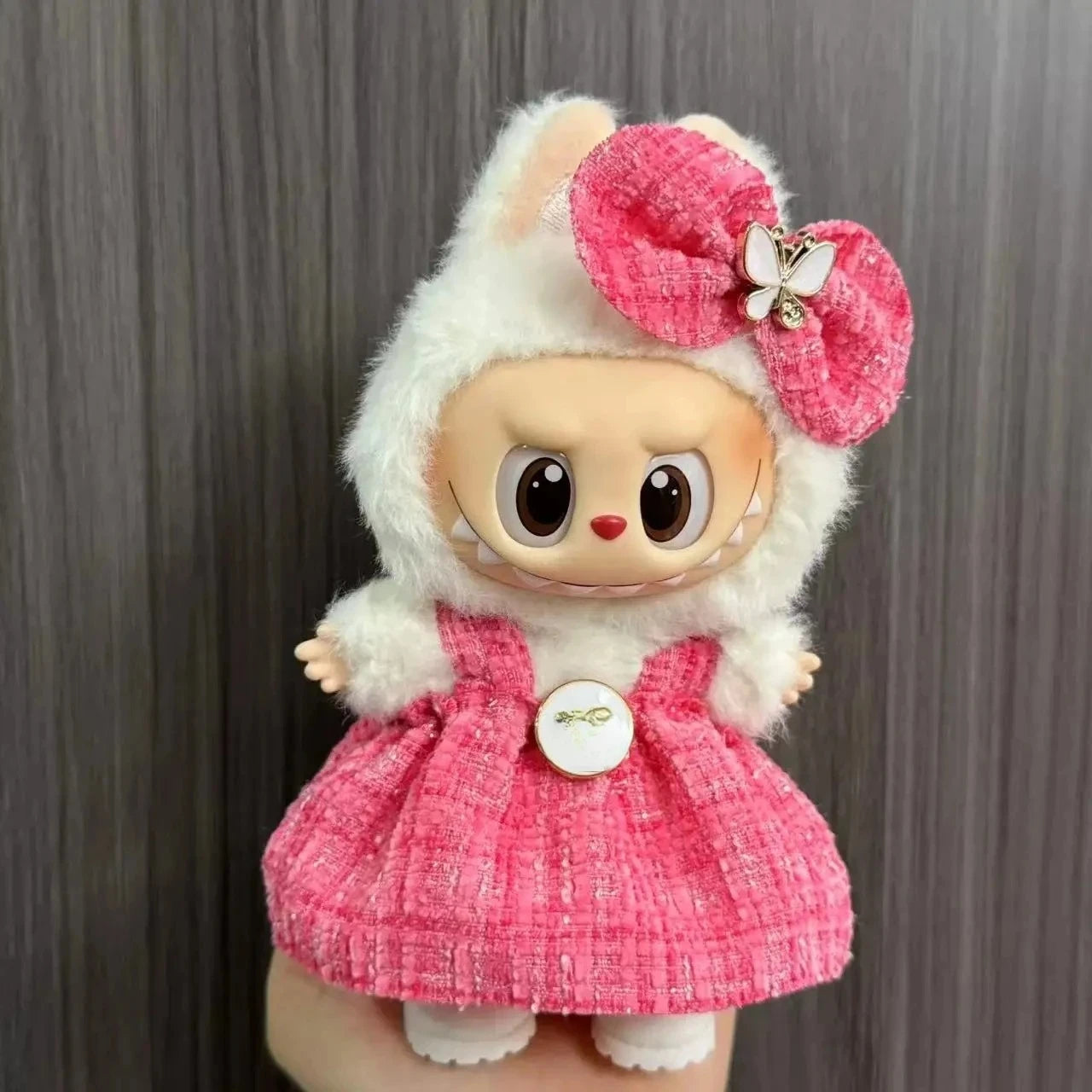 Cute Doll Clothes for LABUBU Mini Plush Doll Clothing Set The Monsters Outfit 17cm Cotton Doll Dress Hat Accessories Kids Gift