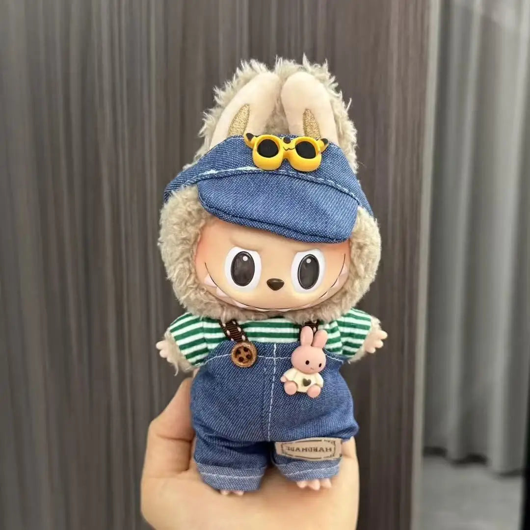 Cute Doll Clothes for LABUBU Mini Plush Doll Clothing Set The Monsters Outfit 17cm Cotton Doll Dress Hat Accessories Kids Gift