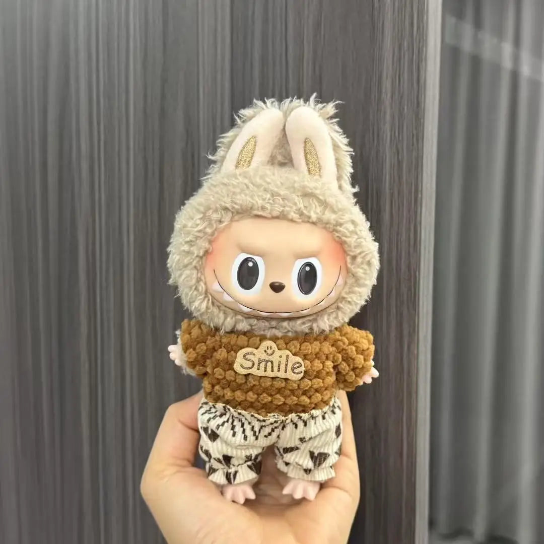 Cute Doll Clothes for LABUBU Mini Plush Doll Clothing Set The Monsters Outfit 17cm Cotton Doll Dress Hat Accessories Kids Gift