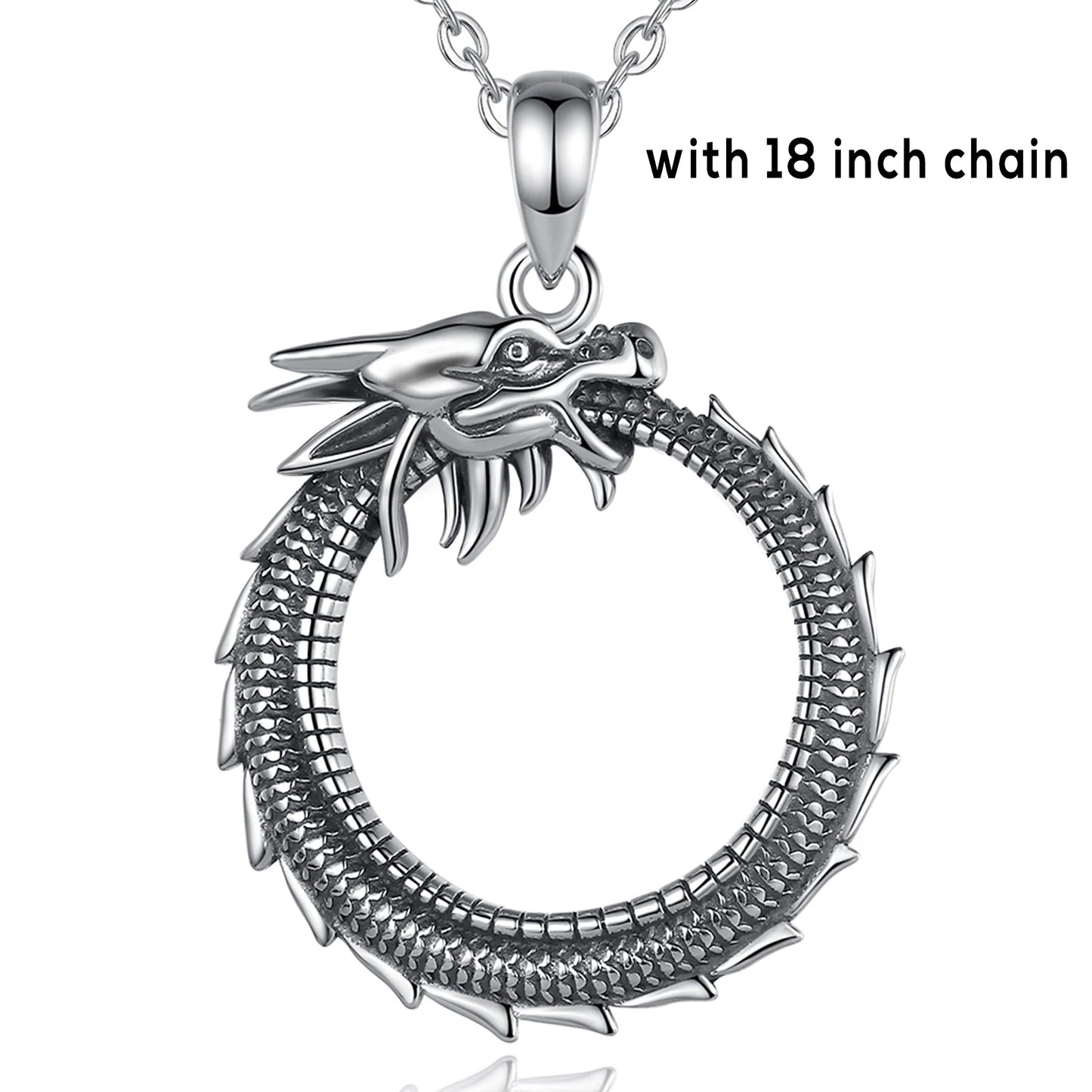 Eudora Real 925 Sterling Silver Dragon Neckalce Temperament Personality Round Cool Dragon Pendant Fine Jewelry for Man Gift