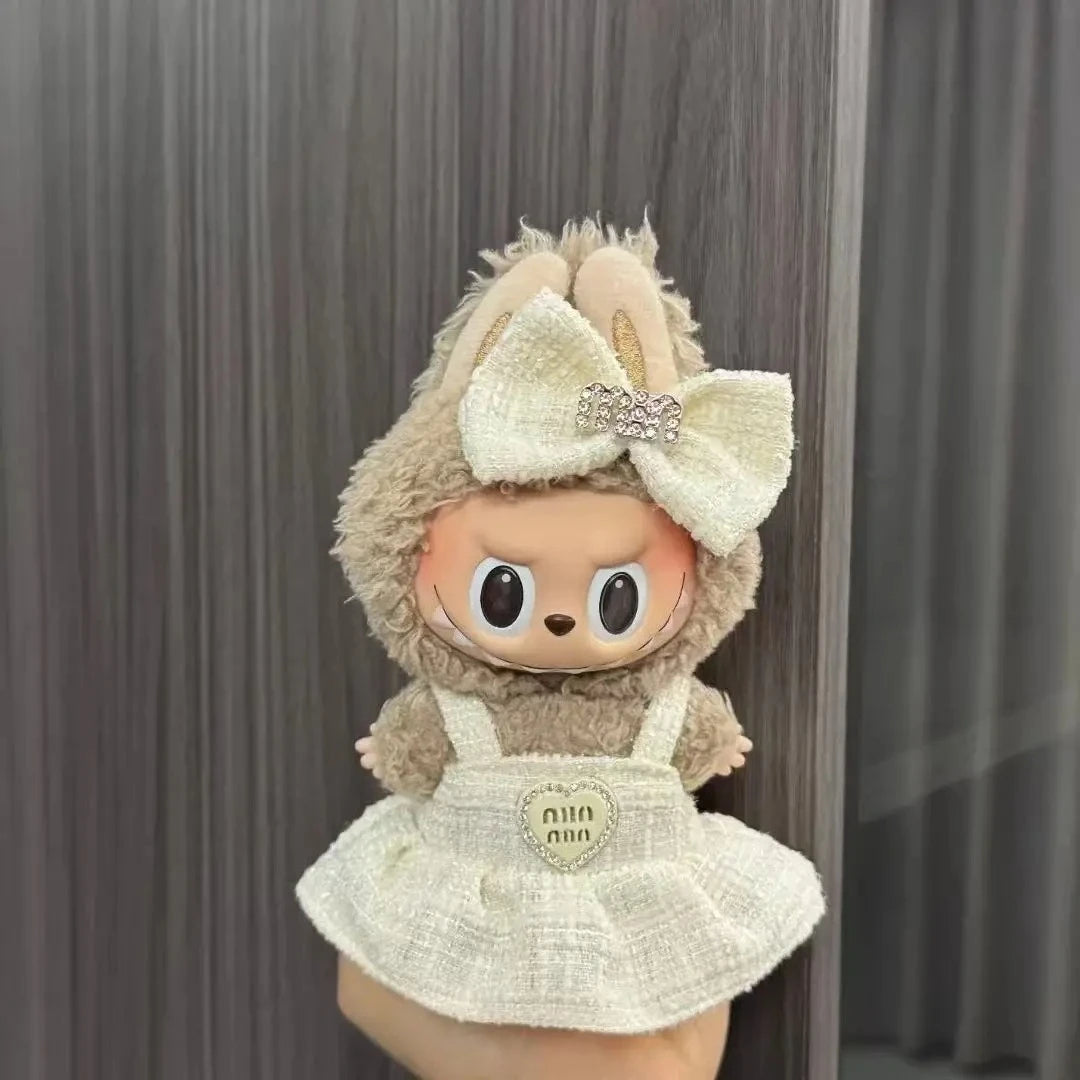 Cute Doll Clothes for LABUBU Mini Plush Doll Clothing Set The Monsters Outfit 17cm Cotton Doll Dress Hat Accessories Kids Gift
