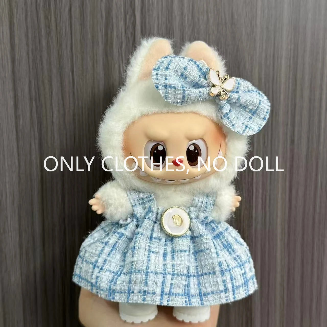Cute Doll Clothes for LABUBU Mini Plush Doll Clothing Set The Monsters Outfit 17cm Cotton Doll Dress Hat Accessories Kids Gift