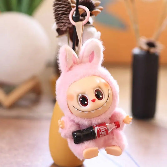 Plush keychain, cute and adorable second-generation Cola Pull Rabbit pendant, toy doll, little rabbit bag, ornament